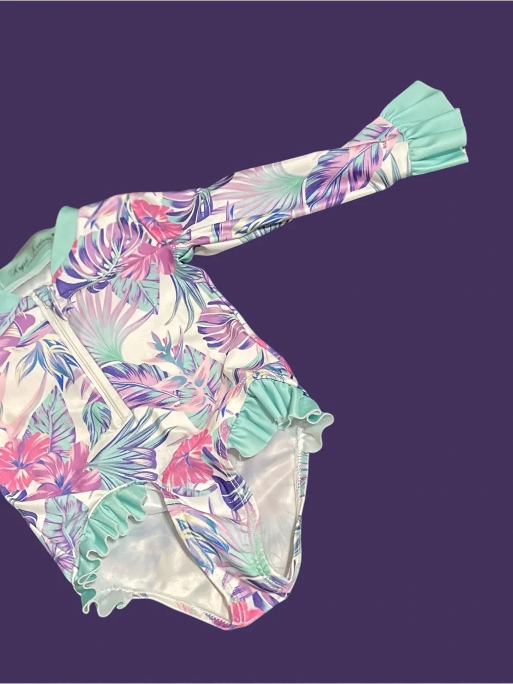 Kryssi Kouture Tropical Ruffle Rash Guard Swimsuit 12-24M